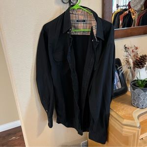 Burberry London Men’s Shirt XL Long Sleeve Black / Burberry print. Vintage.